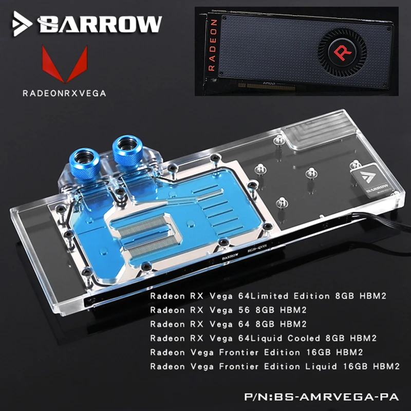 Полностью закрывающий блок графической карты BARROW для AMD Radeon RX VEGA 64/VEGA 56 Frontier GPU