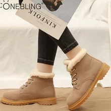 OneBling/зимние сапоги из искусственной замши на меху женские ботильоны повседневные Ботинки martin г. Зимняя теплая плюшевая нескользящая женская обувь на платформе
