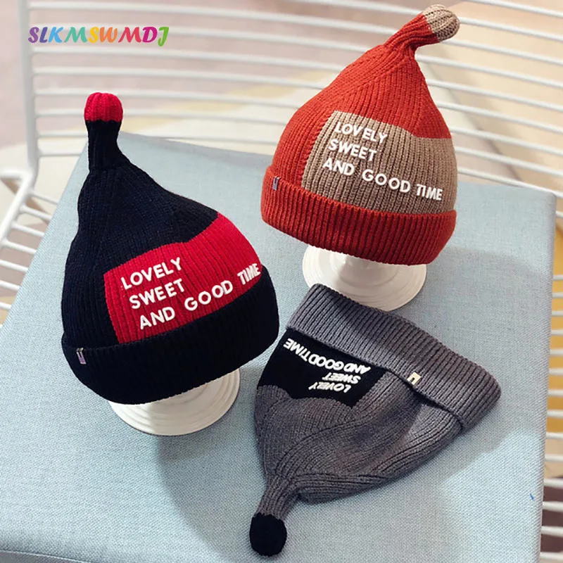 

SLKMSWMDJ Baby Nipple Knit Hat Wool Hat Letter Children's Head Cap Autumn And Winter Baby Boys Girls Warm Hat for 6-20 Months