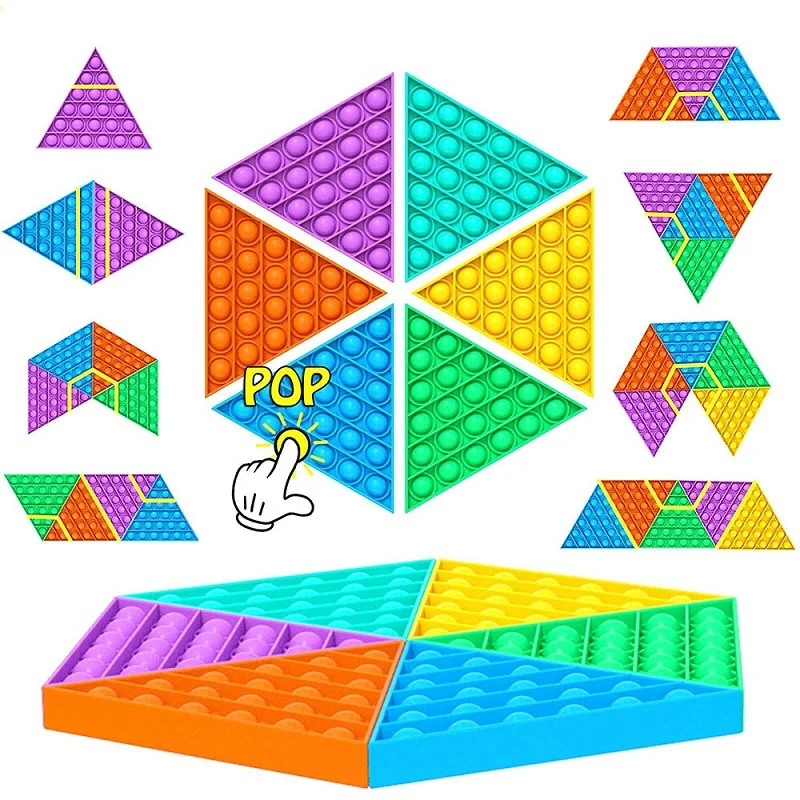 Kid Triangle Fidget Toys AntiStress Push Pop It Bubble Sensory Rainbow Fidget Toy Restore Emotion Stress Reliever Toy for Adult