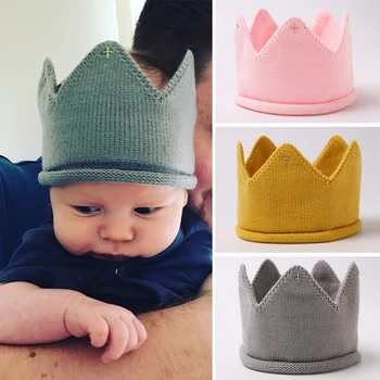 Crown Baby Hat Photography Props Autumn Winter Knit Newborn Baby Girl Boy Hat Turban Infant Toddler Beanie Cap Casquette Enfant