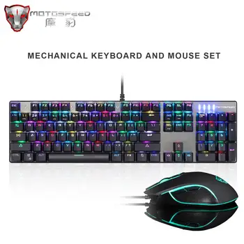

Original Motospeed CK888 Gaming Mechanical Keyboard Mouse set RGB LED Backlight USB wired Keyboard adjustable DPI mice For Gamer