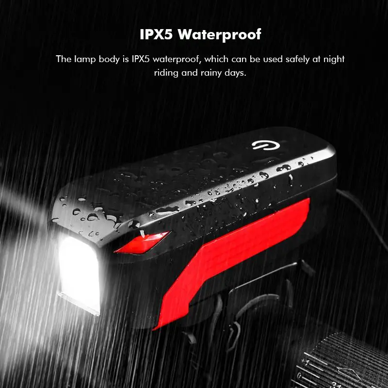 40 м 350LM USB перезаряжаемая велосипедная фара велосипедные фары+ 140dB Рог Предупреждение сенсорное управление IPX5 Водонепроницаемый T6