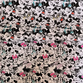 

90*145cm Cartoon cmickey minnie DIY handmade patchwork cotton Canvas fabric cloth home textile Sewing DIY Tablecloth Sofa Cover