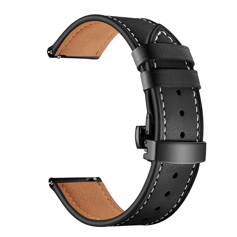 Браслет для samsung galaxy watch active 2 44 мм ремешок 20 мм ремешок из натуральной кожи correa для galaxy watch active2 40 мм браслет - Цвет ремешка: black black