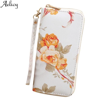 

Aelicy Fashion Trend Solid Color Long Rose Pattern Ladies Card Bag Wallet Women Trend Chain Unique Personality Wallet
