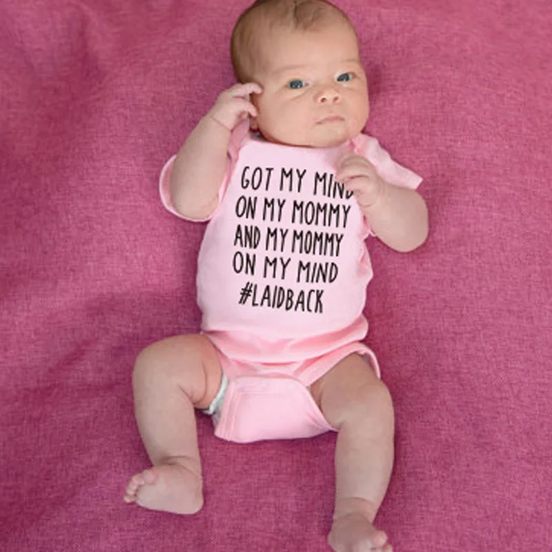 

2018 Hot Summer Baby Onesie Solid Color Lettered Hot Selling Triangle Romper