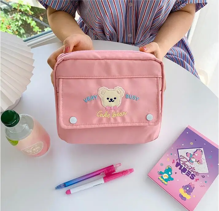 Cute Bear Large Capacity Handbook Storage Bag Student Pencil Case ...