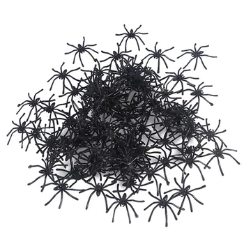

100 pcs Plastic Fake Spider Practical Jokes Props Realistic Spider for Prank Halloween Party Decoration