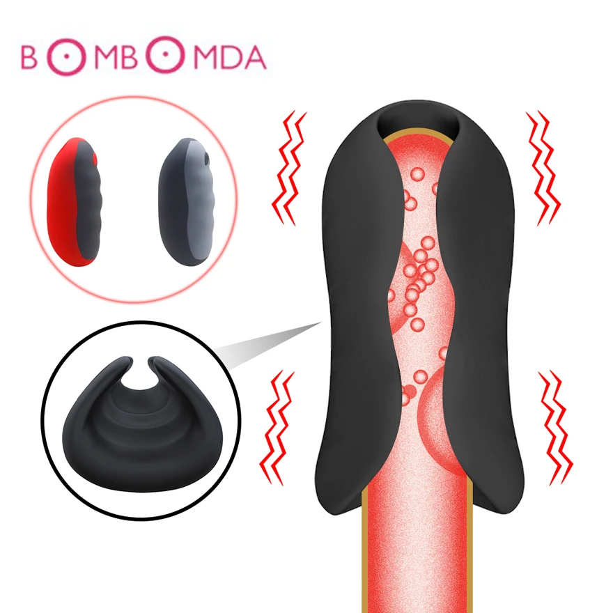 Smart Heating Masturbation Cup 10 Frequency Silicone Penis Extender Glans Exerciser Massage Penis Sex Toys For Men Masturbation