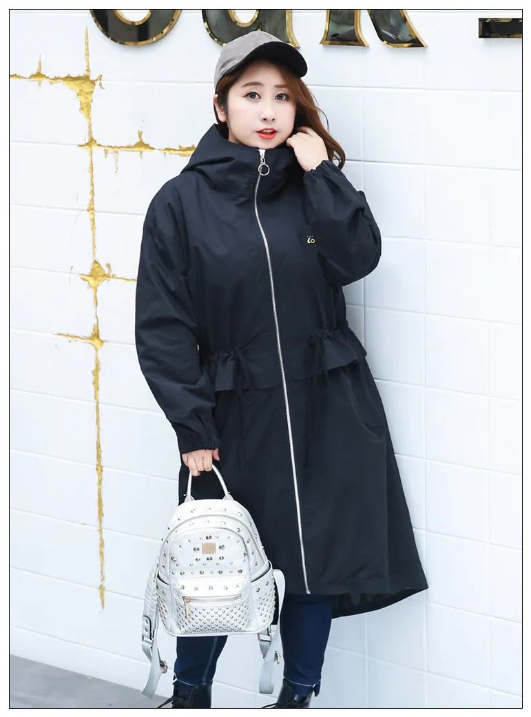 Мода на осень-зиму для женщин размера плюс, повседневные свободные длинные комбинезон с капюшоном Большие размеры черные термо-одежда 4XL 5XL 6XL 7XL 8XL