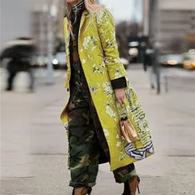 Женский осенне-зимний винтажный тонкий кардиган с вышивкой размера плюс, длинное пальто, Тренч в китайском национальном стиле, верхняя одежда
