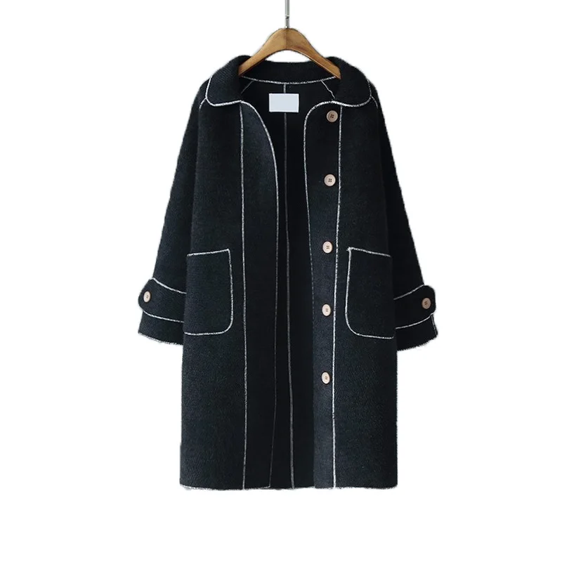 Winter new women coat Korean women's wool coat retro lamb hair in the long winter coat women lapel long sleeve coat