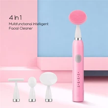 4 в 1 щетка для чистки лица, звуковая вибрация, очиститель пор, массажер, Глубокая чистка, отбеливающая, водонепроницаемая, USB, перезаряжаемая