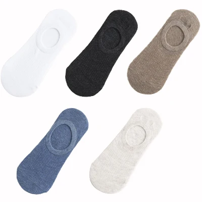 5 Pairs Woman Silicone Non-slip Invisible Socks Summer  Cotton Ankle Solid Color Boat Women's Slippers 35-40EUR Short Socks Lot 16