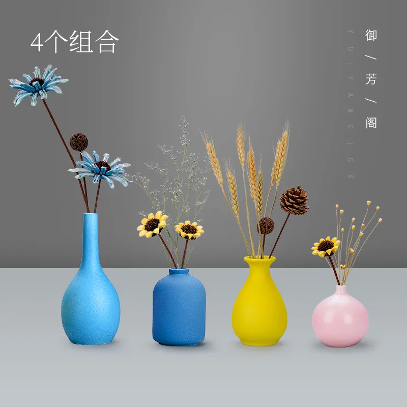 Flower Ornaments Ceramic Small Vase Crafts Flower Container Aromatherapy Bottle Living Room Home Decoration Accessories Vases 4