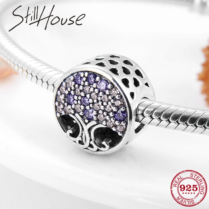 Новинка бусина-Шарм Дерево жизни из серебра со сверкающими розовыми цветными
