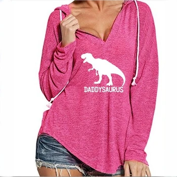 

V-Neck Hoodies Hoodies For Women Dinosaur Cartoon Print Hoodies Sweatshirts Women Kawaii Female Thick Cute Harajuku Comfortable