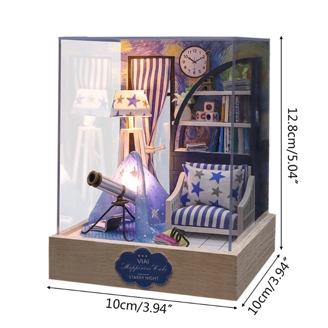 HX5D DIY Miniature Dollhouse Kit Wooden Mini Doll House Accessories with  Furniture for Kids Teens Adults Gift 6