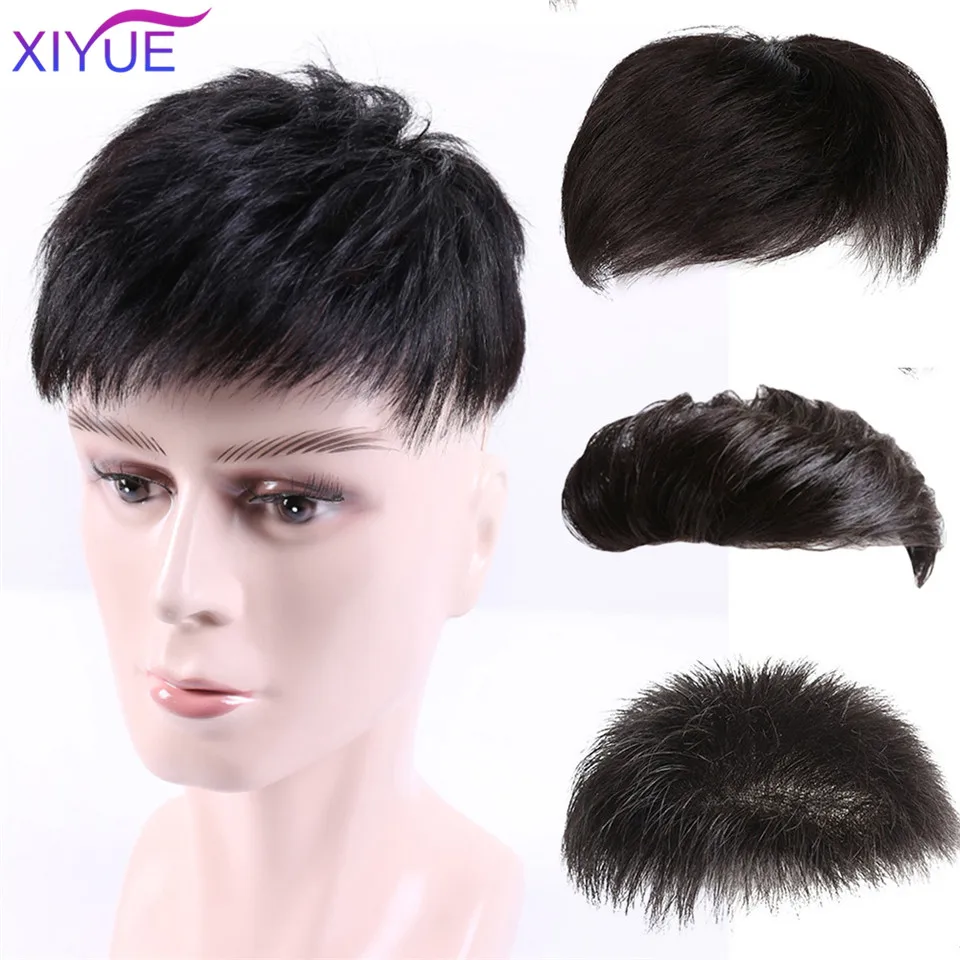 XIYUE Men's wigs men's short hair synthetic natural hair patches