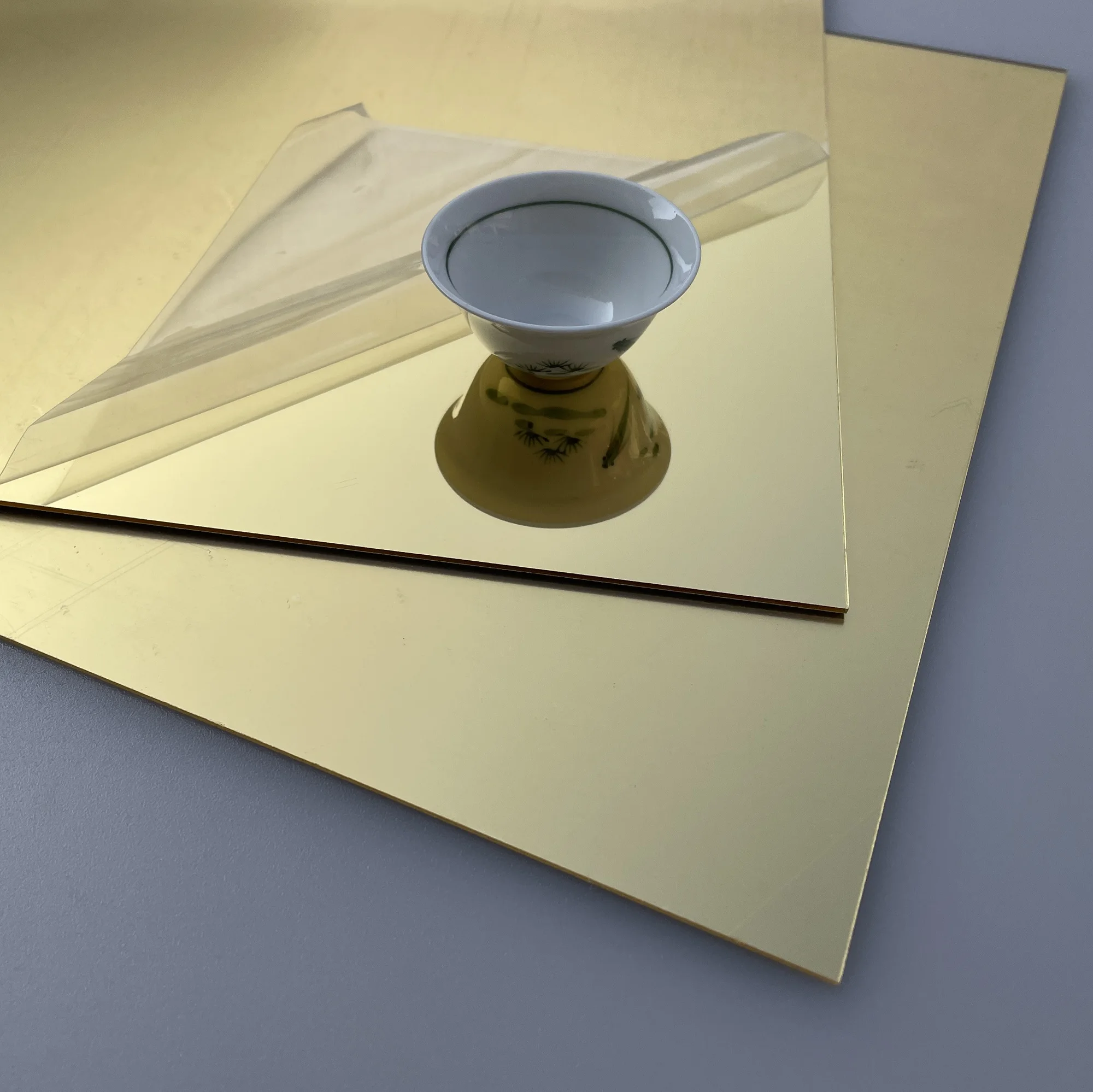 Light Gold Acrylic Mirror Sheet 200*200*2MM For Wedding Coaster Cake Tray Photo Props Home Hotel Wall DIY Decor
