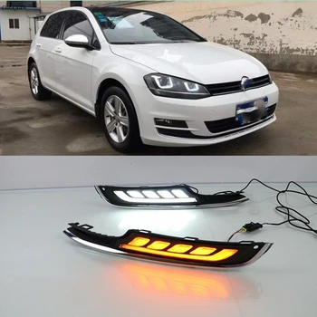 

CSCSNL 1 set 12V ABS LED DRL Daytime Running Lights with Turnnig Yellow signal For VW Volkswagen Golf 7 2013 2014 2015 2016