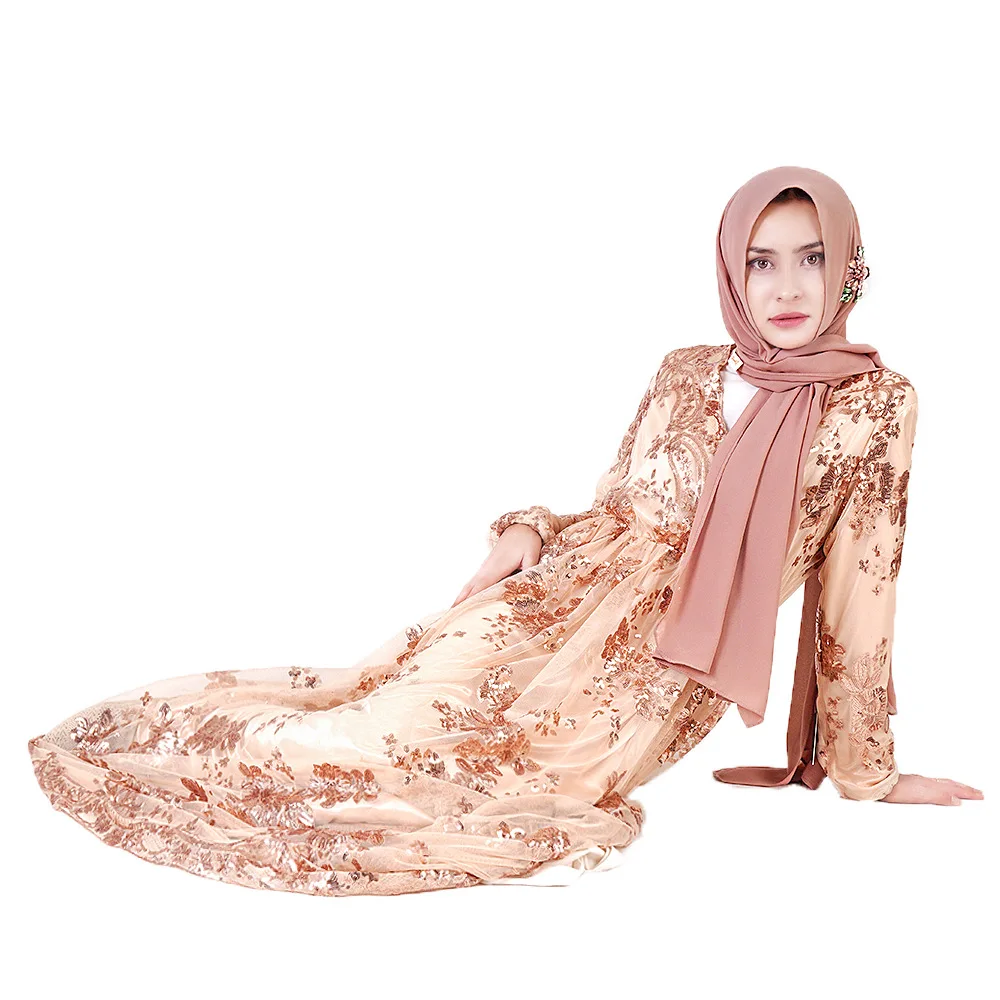 Sequin Abaya Dubai Turkish Hijab Muslim Dress Islam Abayas For Women Jilbab Evening Dresses Caftan Kaftan Islamic Clothing