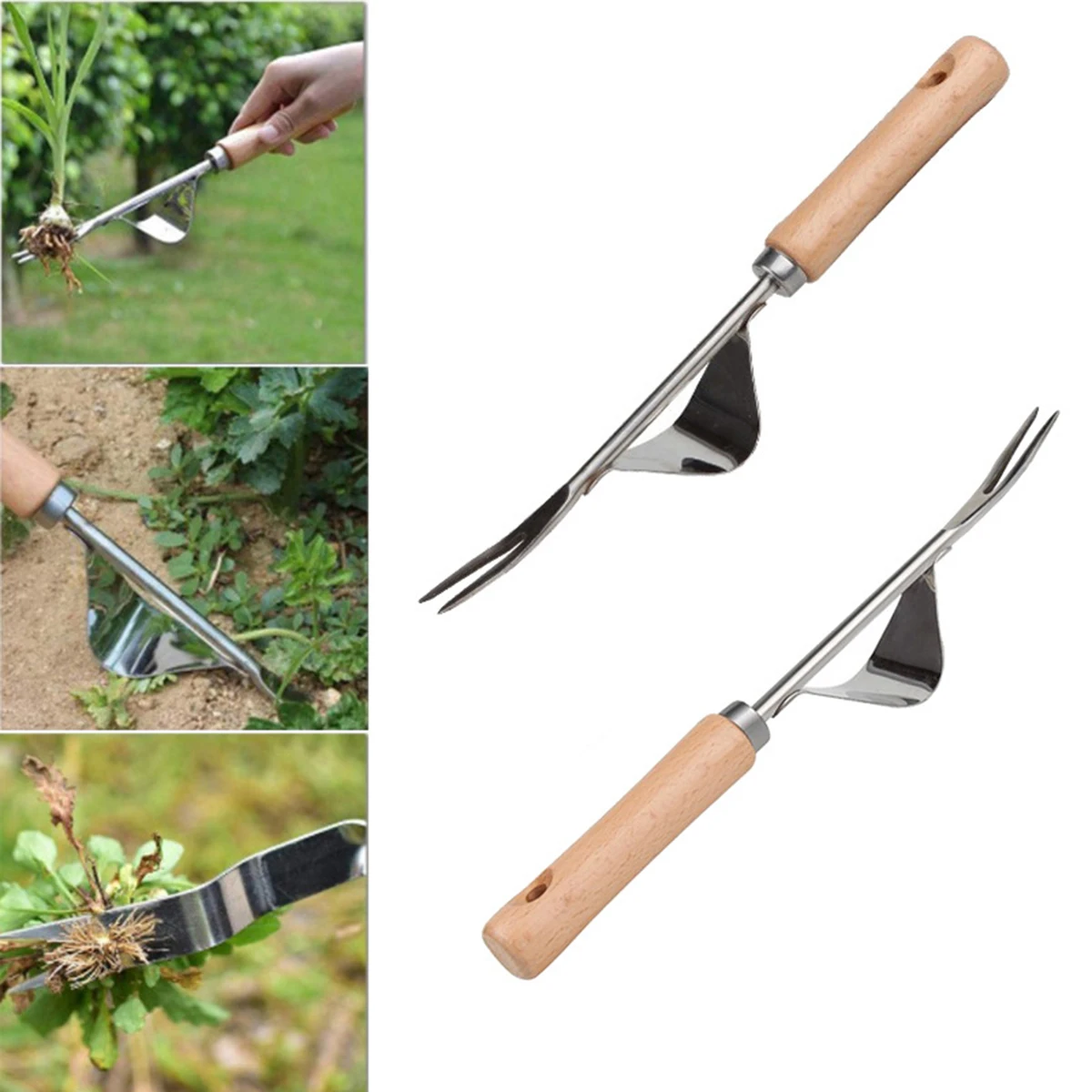 Seedling Transplanter Stainless Steel Weeds Puller Weeding Tool Weeder Fork Shovel Home Digging Puller Outdoor Weeding Tool