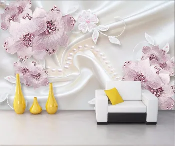 

CJSIR Custom Photo Wallpaper 3D Mural, Luxury Diamond Flower 3d Jewelry TV Background Wall Murder Papel De Parede Wall Paper
