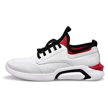 

2020 New Gray Height Increasing Men Casual Shoes Genuine Leather Mens Footwear Breathable Lace Up Shoes Men Sapato Masculino