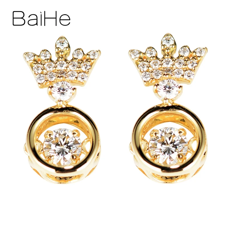 BAIHE однотонное 14K желтое золото со сверкающими бриллиантами женское свадебное