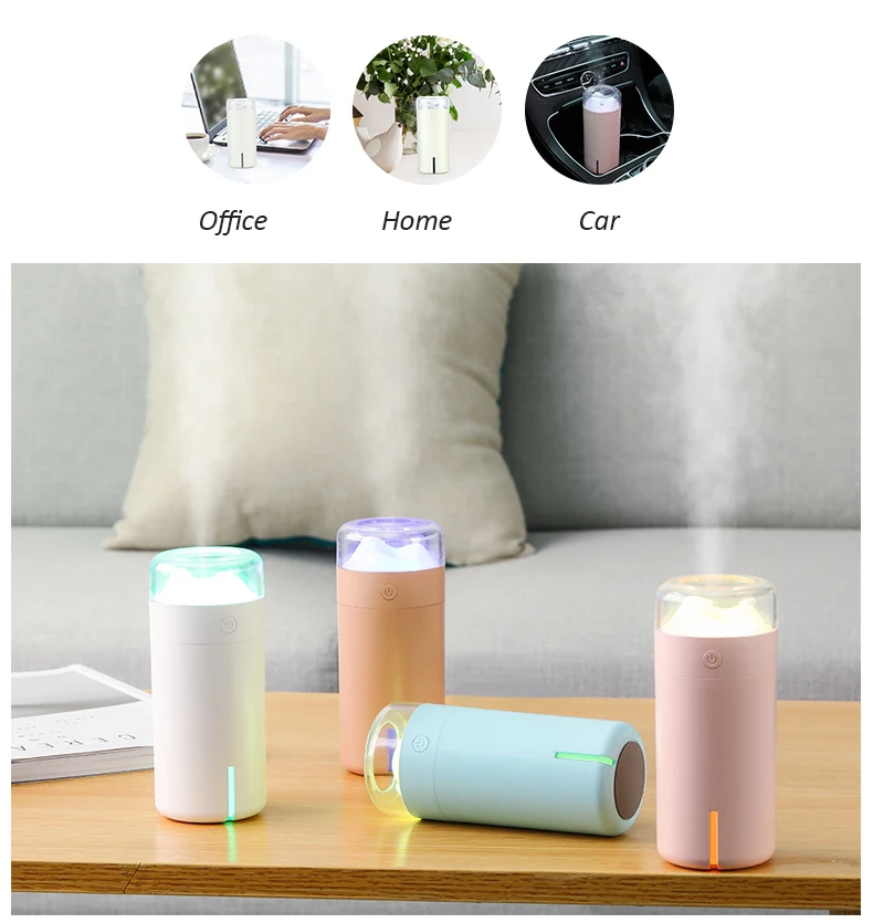 DEKAXI 200ML Mini USB Humidifier Fogger Ultrasonic Aroma Mist Maker Car Home Office Diffuser LED Light Air Purifier Humidifier