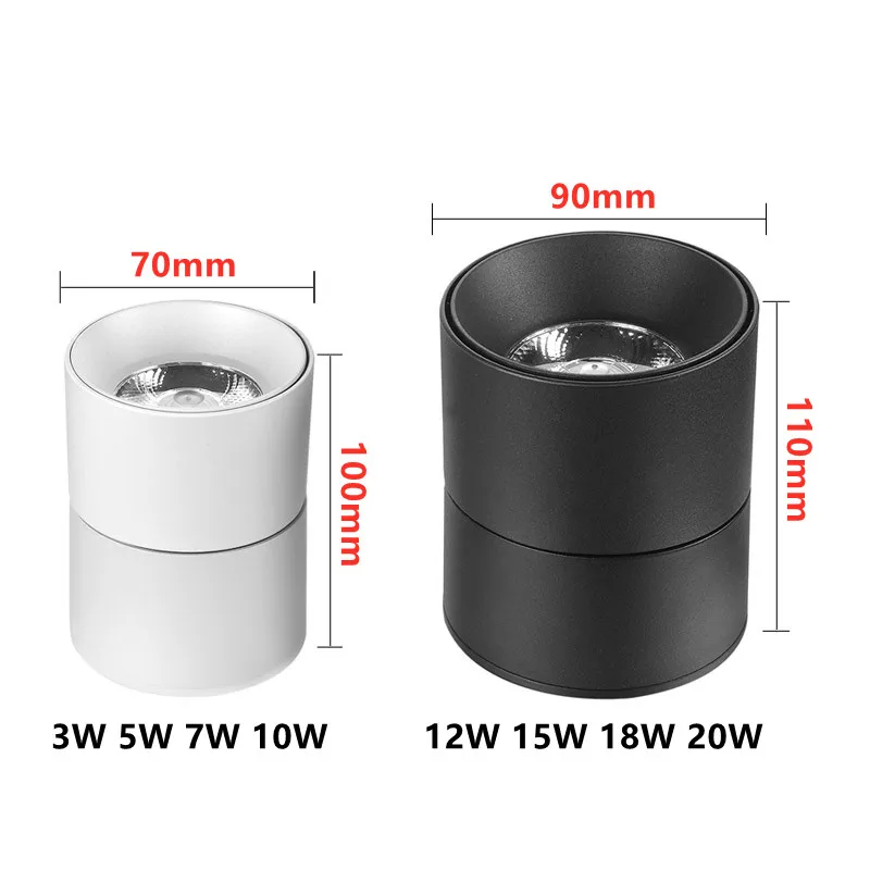 Surface mounted LED ceiling lights 3W 5W 7W 12W 15W 18W 20W COB LED down light foldable 360&deg; rotatable spot lights 220V 230V