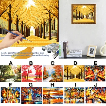 

40*50 Unframed DIY Painting By Numbers Landscape Kit Acrylic Paint On Canvas Modern Wall Art Picture By Numbers For Living Room
