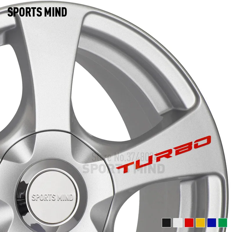 5 X Turbo Car Decal Sticker Wheel Rim Emblem Car Styling Per Bmw Saab Ford Hyundai Renault Kia Opel Volkswagen Volvo Accessori