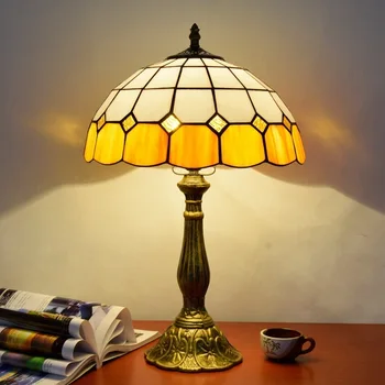

European Tiffany table lamp simple Mediterranean orange bedroom bedside table lamp bar restaurant hotel glass lamp
