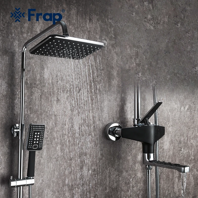 

Frap Bathroom Faucet Black Rain Shower Head Faucet Wall Mounted Bathtub Shower Mixer Tap Shower Faucet Shower Set Mixer F2457