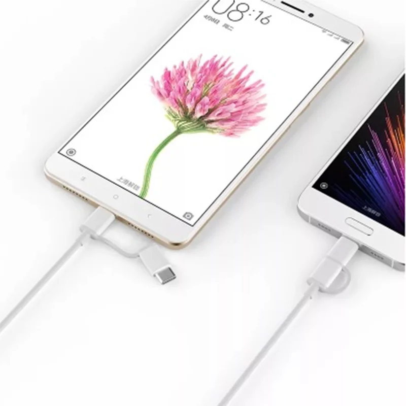 Оригинальный xiaomi 2 в 1 кабель для быстрой зарядки USB Micro usb к кабелю типа c mi a1 a2 lite note