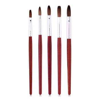 

New 100% Acrylic Nail Brush UV Gel Brush Gel Builder Nail Brush Flat Round Red Wood Nail Brush Painting Drawing Nail Pen