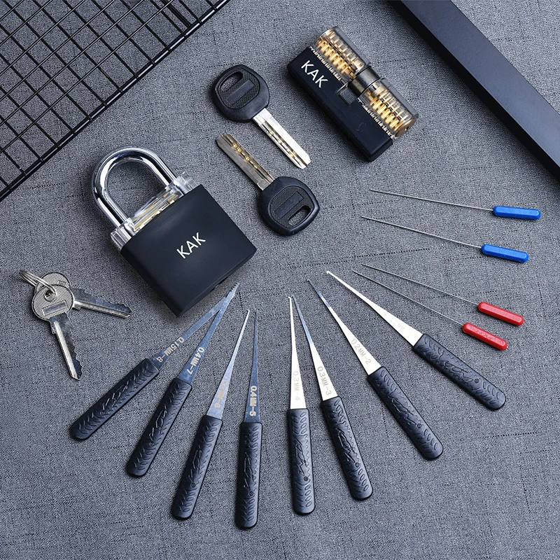 KAK Padlock with keys Locksmith Tools Visible Cutaway Training Practice Lock Pick Broken Key Removing Hooks Hand Tools Hardware - Цвет: KAK-LT79-White