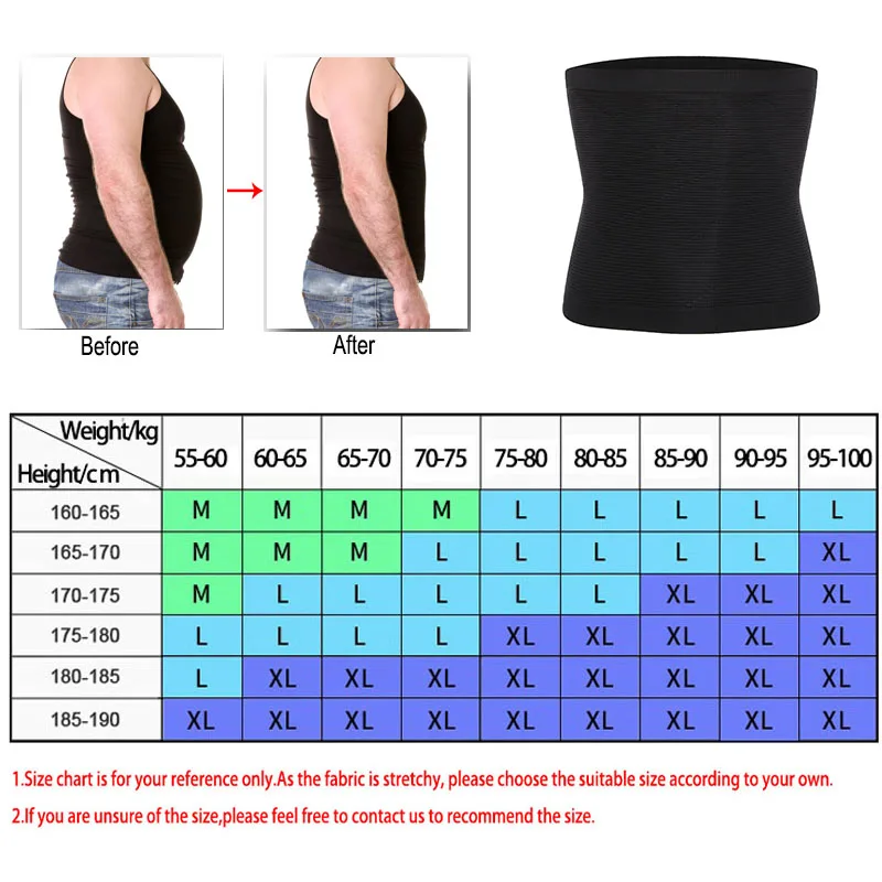 mens waist trainer size chart