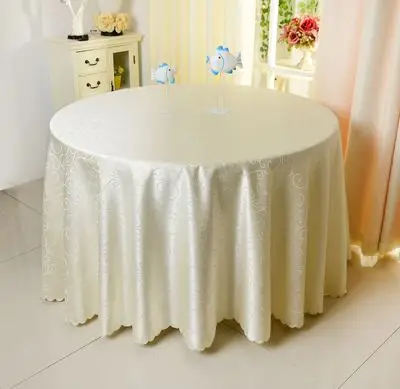 beige 10 шт свадебные жаккардовые полиэфирные скатерти круглые вечерние скатерти покрытие стола отеля - Цвет: beige