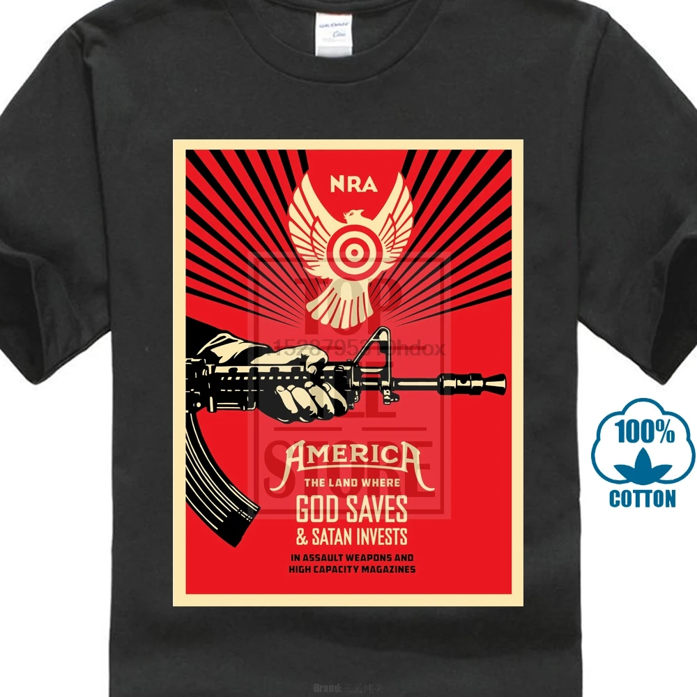 Хит продаж футболки из 100% хлопка Shepard Fairey God Saves And Satan Invests Man хлопковая Футболка с