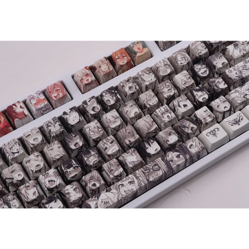 

PBT 108 key Ahegao Keycap Dye Sublimation OEM Profile Anime Keyboard Keycap