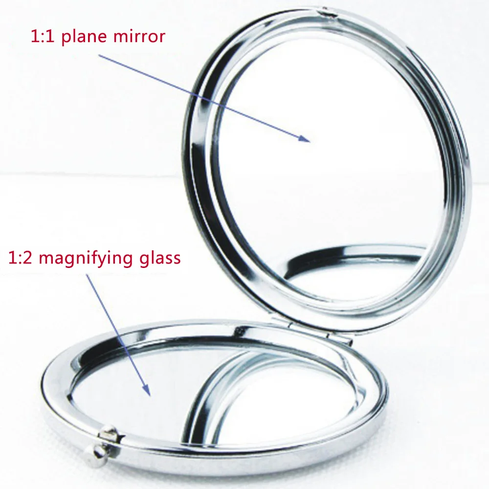 1Pc Portable Makeup Mirror Solid Color Metal Round Case Double-Side Pop-Up Pocket Mirror Beauty Accessories Rose Gold
