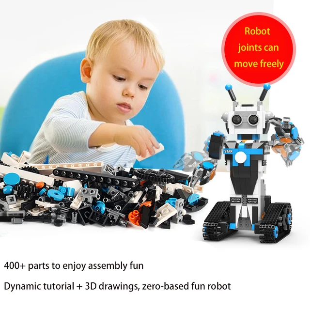 Science and education dual remote control programmable educational gift toy intelligent programming building block robot 3