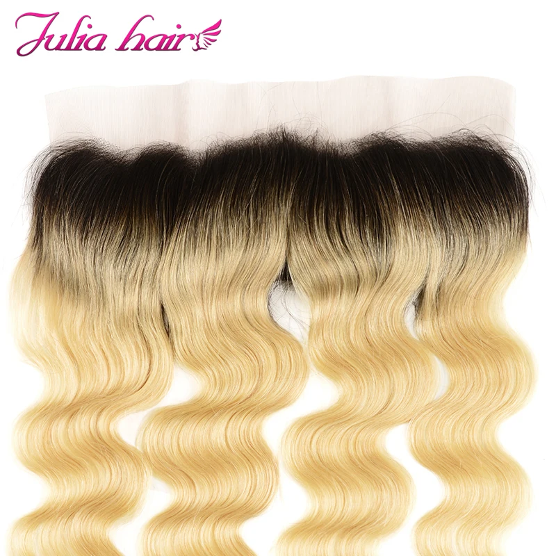Ali Julia волосы Омбре блонд T1/613 фронтальная кружевная бразильская объемная волна человеческие волосы фронтальная от ушей до ушей свободная