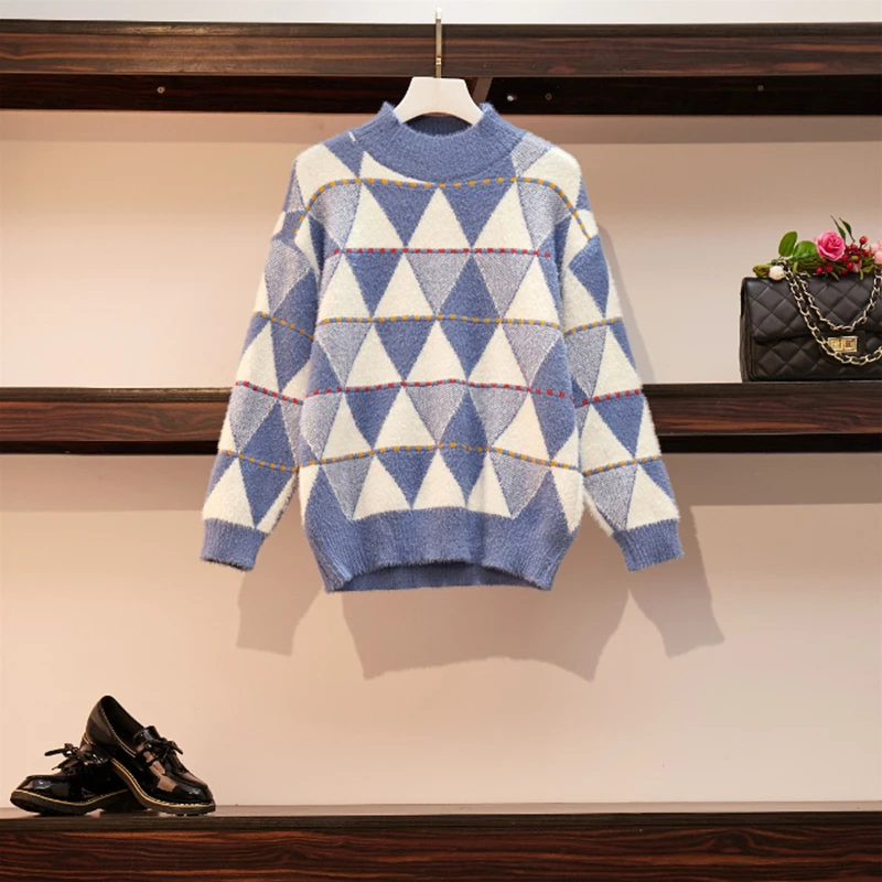 Свободный твист свитер для женщин Осень/Зима японский ретро Вырез Лодочкой Пуловер Рубашка куртка для отдыха на каждый день офис леди Argyle розовый топ