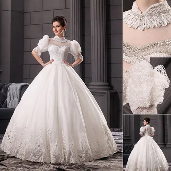 

vestido de noiva High Half Crystal Beaded Appliques Bridal Gown Real Sample Elegant Ball Gowns 2018 mother of the bride dresses