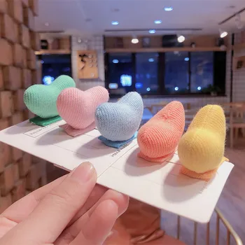 

20pcs Fashion Cute Stuffed Heart Barrettes Hairpins Candy Color Cartoon Snap Clips Princess Headwear Girls Hair Accessories